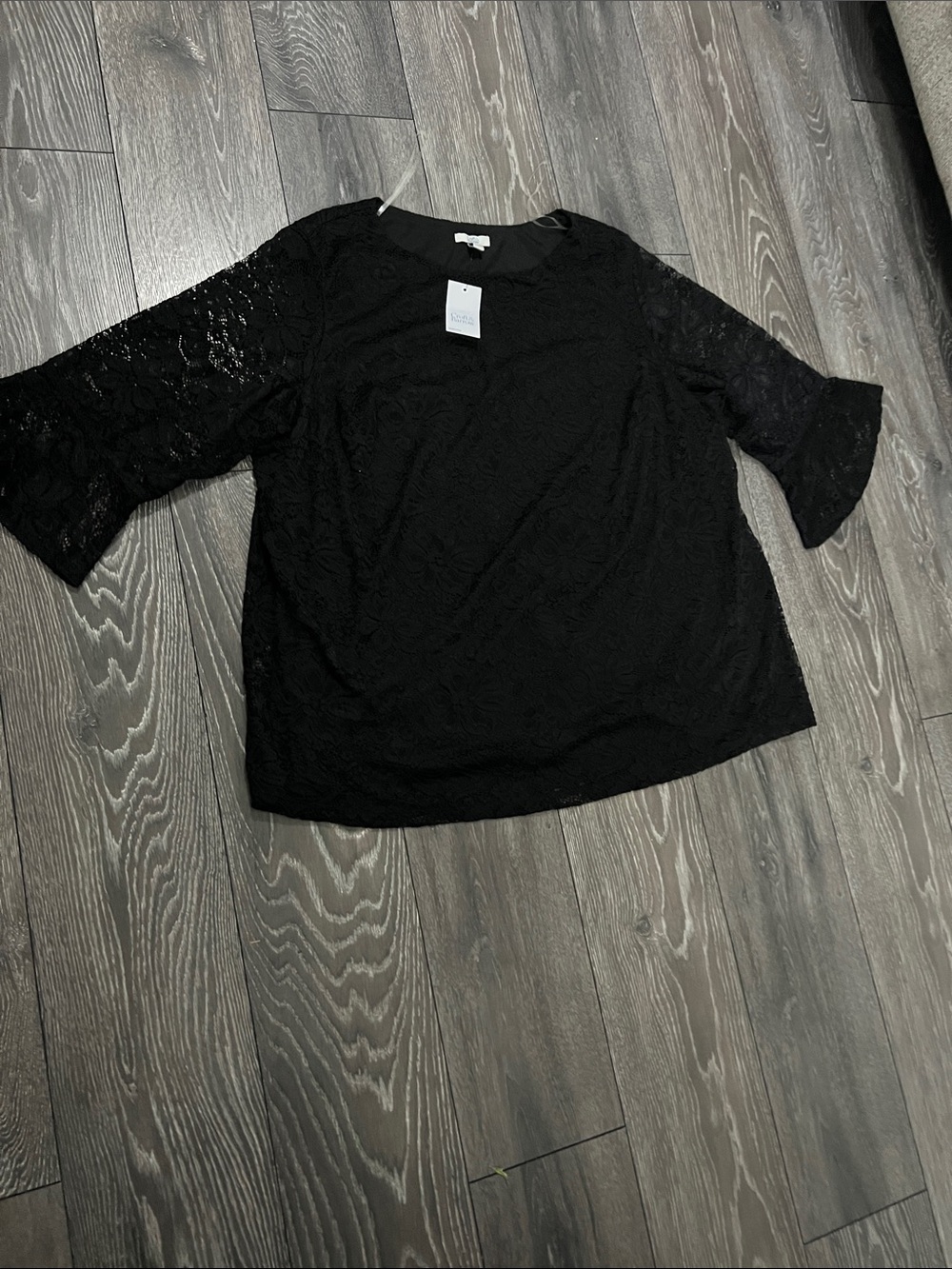 croft & barrow Black Lace 3/4 Sleeve Blouse